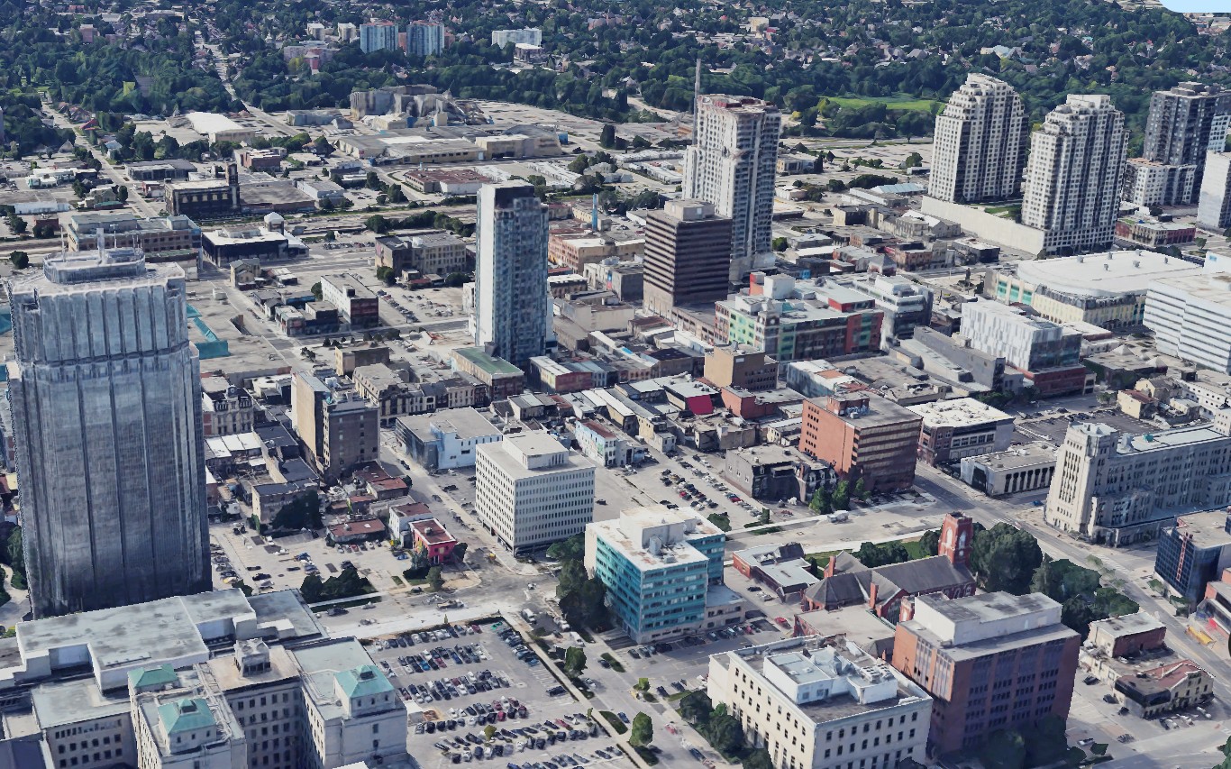 Supplied aerial view of downtown London, Ontario, including One London Place
